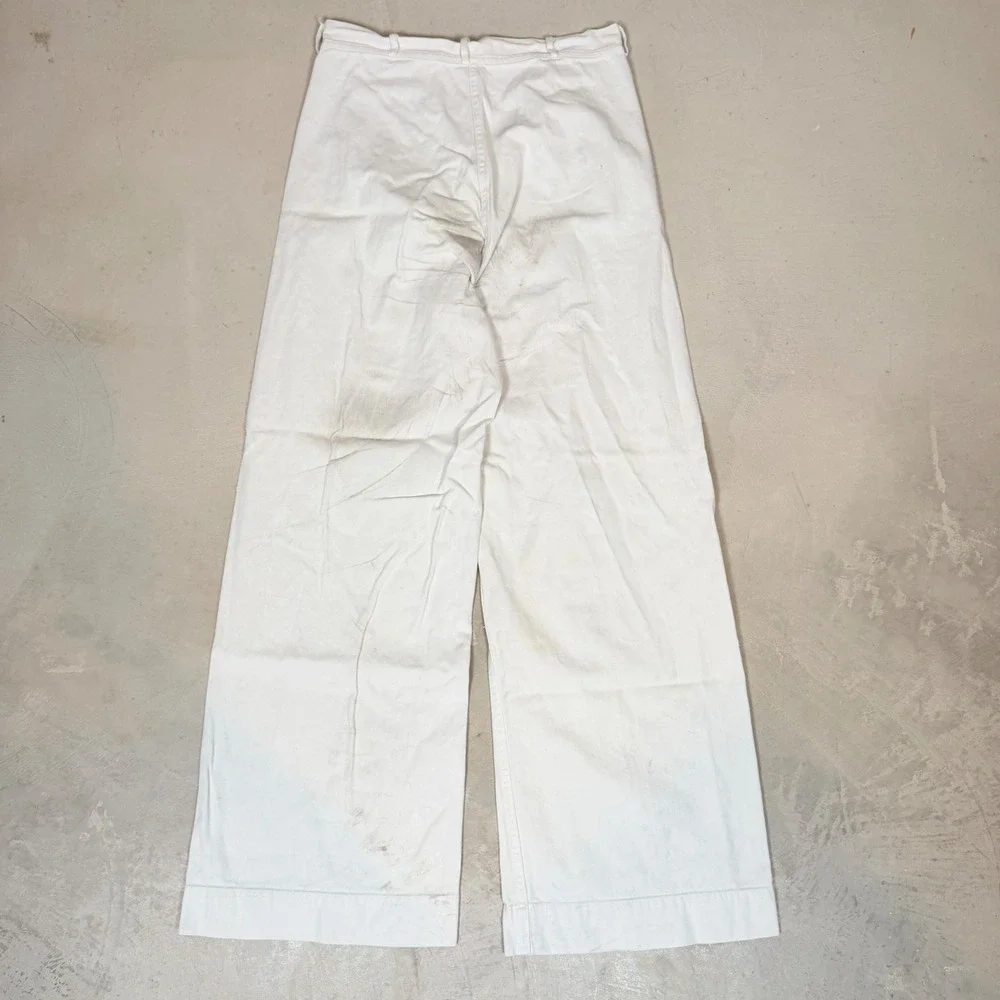 Vintage 60s US Navy White Bell Bottom Sailor Pants Mens 30x29 Cotton Twill Named